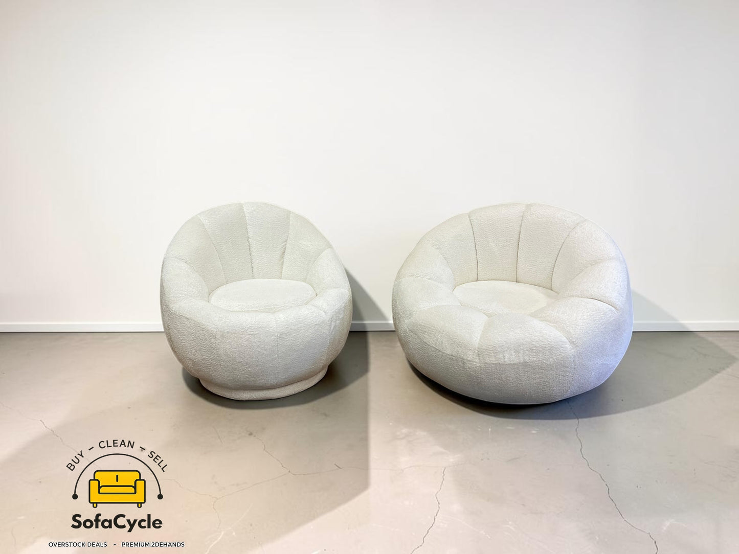 Fauteuil wit in bouclé set van 2 draaistoelen – overstock