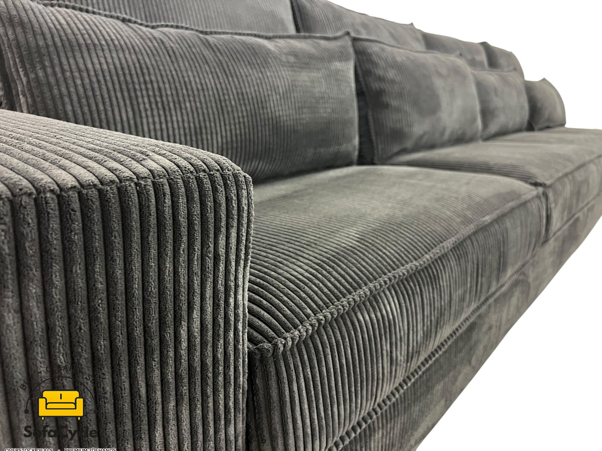 4-zit zwart in ribstof, modulair – overstock