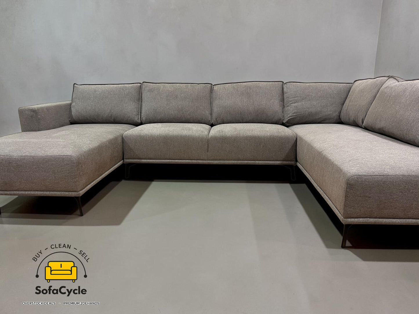 U-zetel grijs in stof – overstock