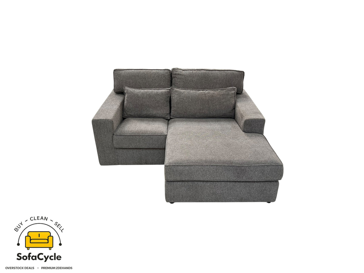 Compacte hoekzetel grijs in stof, hoek R – overstock