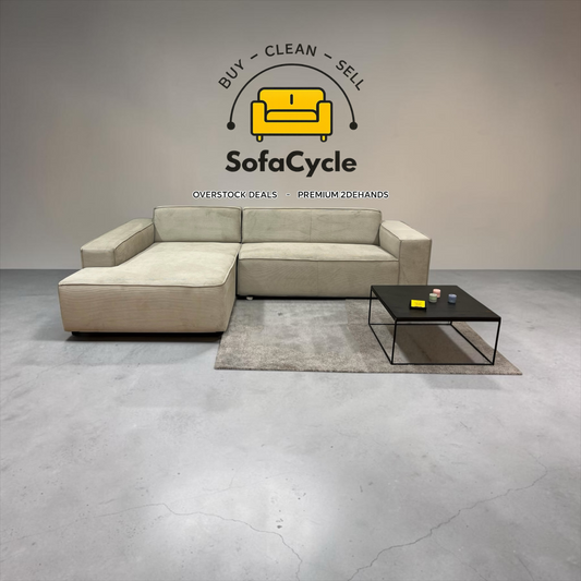 Quattro hoekzetel beige in fluweel, hoek L – overstock