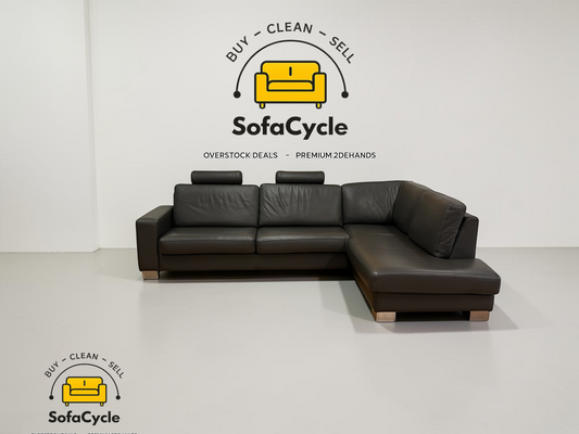 Bultex hoekzetel antraciet met hoofdsteun – tweedehands