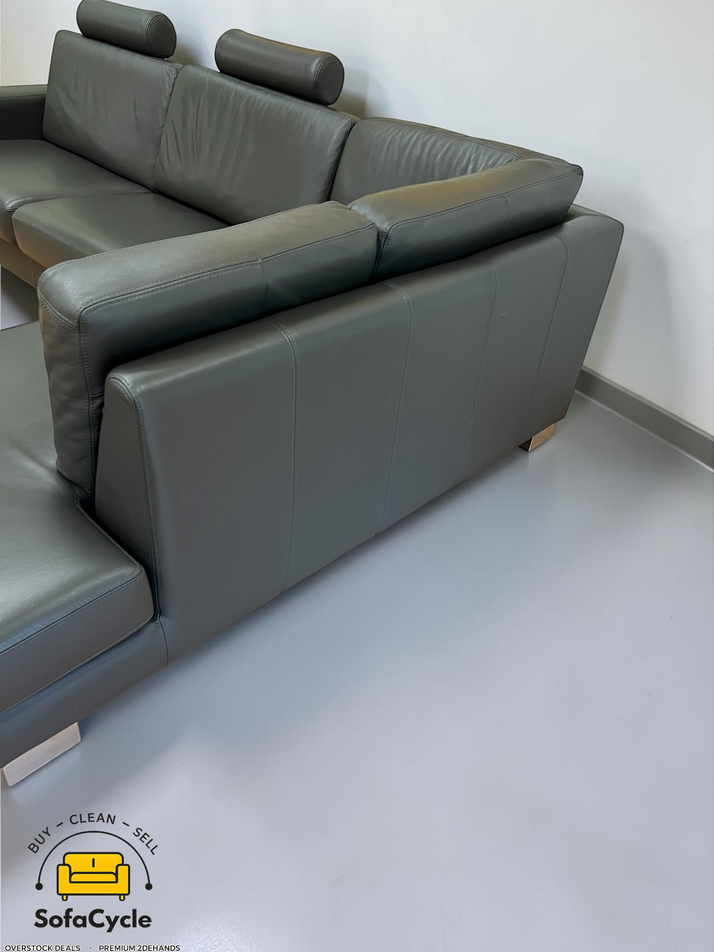 Bultex hoekzetel antraciet met hoofdsteun – tweedehands